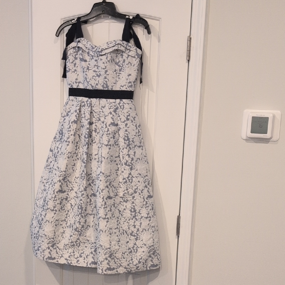 Elegant White and Navy Floral Dress